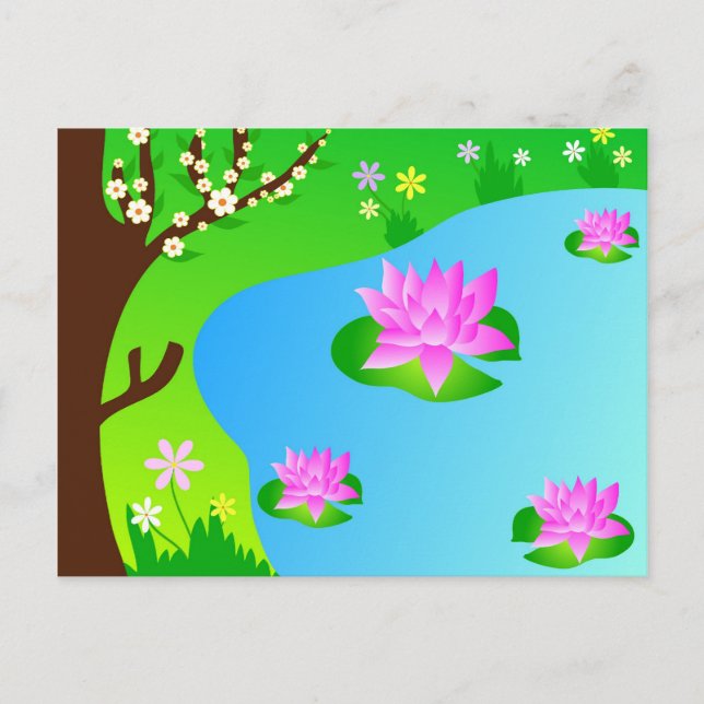 Postal Árbol y estanque - Postcard (Anverso)