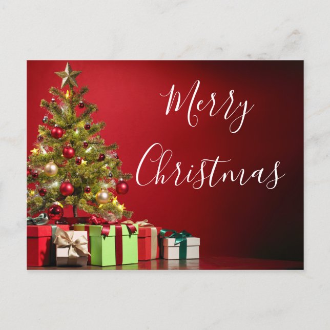 Postal Árbol y regalos Navidad (Anverso)