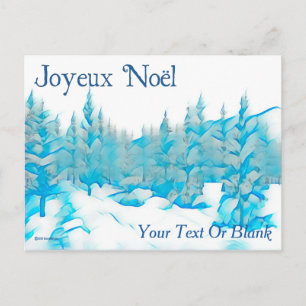 Postal Árboles azules de nieve - Joyeux Noël