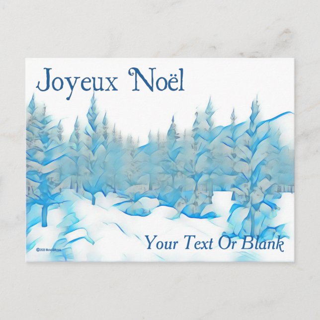 Postal Árboles azules de nieve - Joyeux Noël (Anverso)