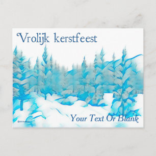 Postal Árboles azules nevados - Festín de kerstfeest de V