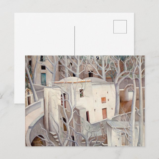 Postal Árboles blancos Positano | Anita Ré e | (Anverso / Reverso)