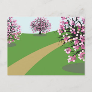 Postal Árboles cerezos