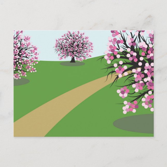 Postal Árboles cerezos (Anverso)
