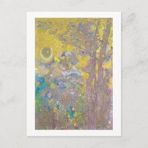 Postal Árboles con fondo amarillo, Redon