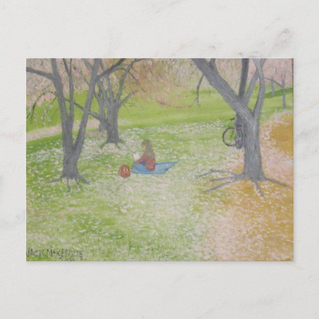 Postal Árboles de cerezo - El lector (Anverso)