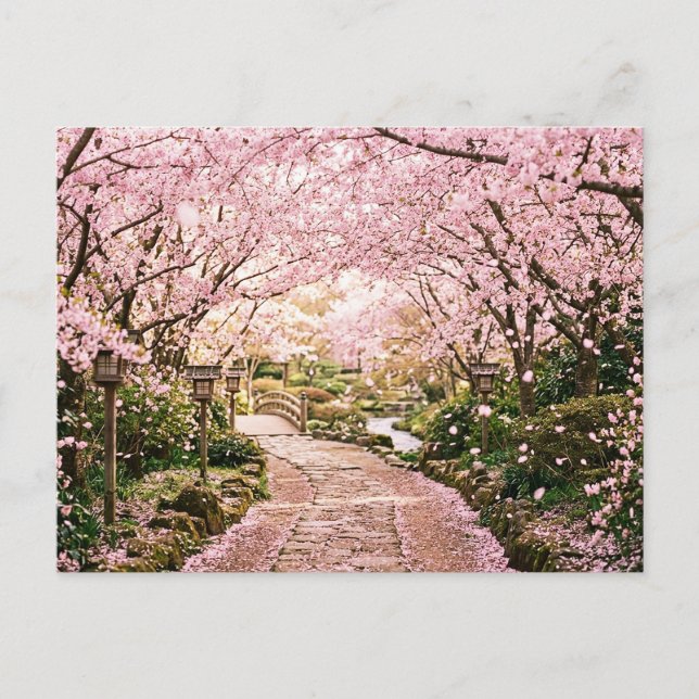 Postal Árboles de flor de cerezo (Anverso)