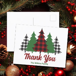 Postal Árboles de Navidad a Cuadros Rojos Personalizados 