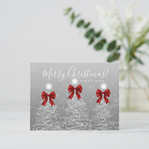 Postal Árboles de Navidad plateados de fiesta elegante co