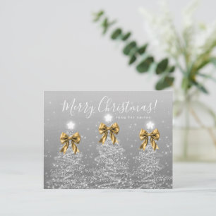 Postal Árboles de Navidad plateados de fiesta elegante co
