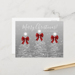 Postal Árboles de Navidad plateados de fiesta elegantes c