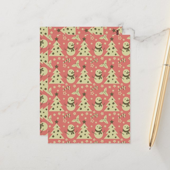 Postal Árboles de Navidad retro estrella de berry caramel (Anverso/Reverso In Situ)