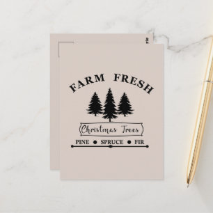 Postal Árboles de pino modernos de Navidad frescos de gra