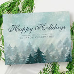 Postal Árboles de pino verde acuarela | Saludos navideños<br><div class="desc">El logotipo de su empresa se puede añadir aquí: http://www.zazzle.com/selectpartysupplies</div>