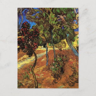 Postal Árboles de Van Gogh en el jardín, Hospital de Sain