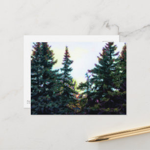 Postal Árboles del bosque boreal Canadá Artístico Colorid