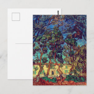 Postal Árboles en el jardín del hospital Van Gogh