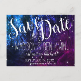 Postal Árboles forestales encantados Luces de hadas Salve