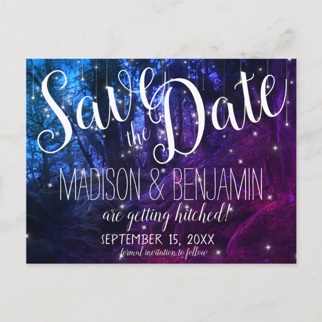 Postal Árboles forestales encantados Luces de hadas Salve (Anverso)