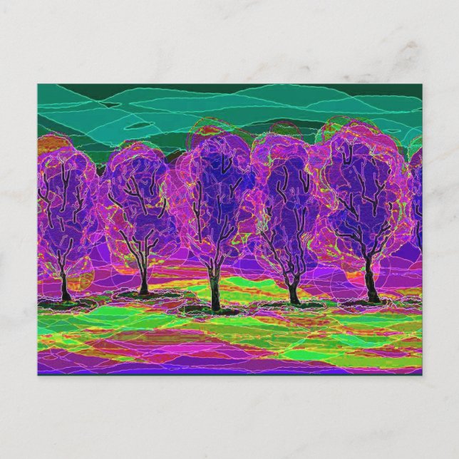 Postal Árboles morados por Mark Edward Westerfield (Anverso)