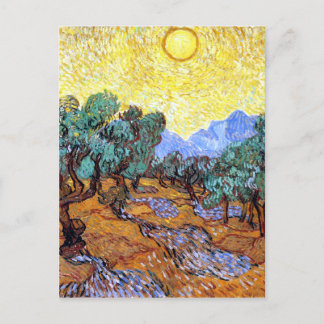 Postal Árboles olivares en la Van Gogh Sun
