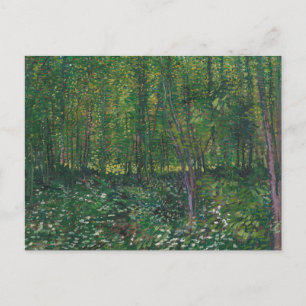 Postal Árboles y maleza de Vincent Van Gogh