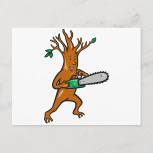 Postal Arborismo De Árbol Con Chainsaw