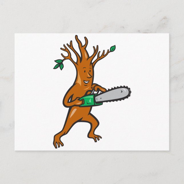 Postal Arborismo De Árbol Con Chainsaw (Anverso)