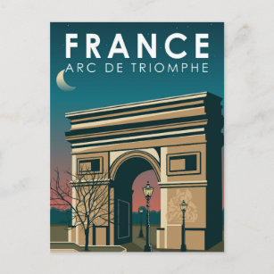 Postal Arc de Triomphe Francia Retro Viaje Arte Vintage