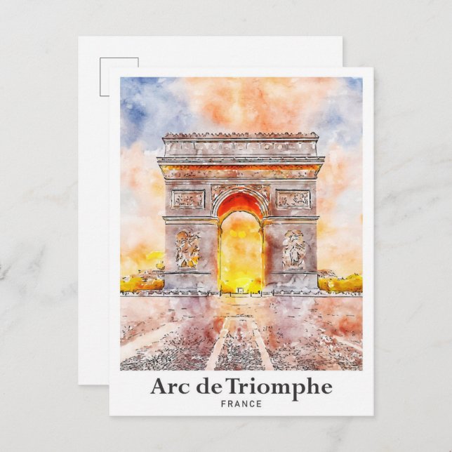 Postal Arc de Triomphe Paris Francia Viaje acuático (Anverso / Reverso)