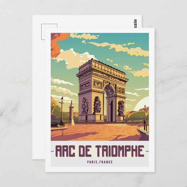 Postal Arc de Triomphe Paris Travel Place Ilustracion (Anverso / Reverso)