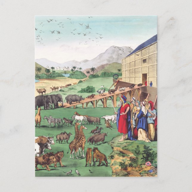 Postal Arca de Noé con animales (Anverso)