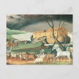 Postal Arca de Noé de Edward Hicks, arte folclórico vinta