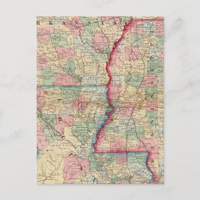 Postal Arca, Srta., mapa del La de Mitchell (Anverso)