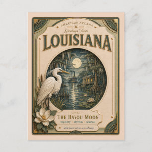 Postal Arcana Americana de Louisiana en Papel Cortado Vin