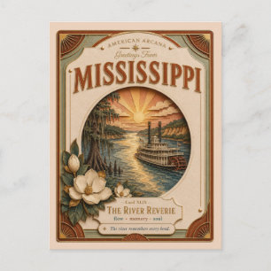 Postal Arcana Americana de Mississippi en Papel Cortado V