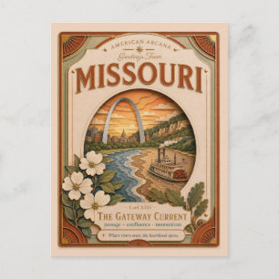 Postal Arcana Americana de Missouri Recortada en Papel Vi