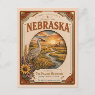 Postal Arcana Americana de Nebraska Vintage en Papel Cort