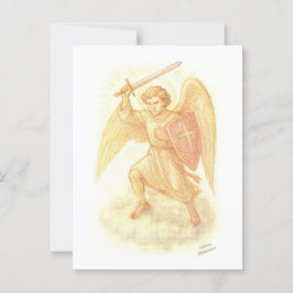 Postal Arcángel con espada
