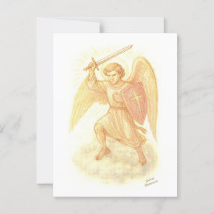 Postal Arcángel con espada