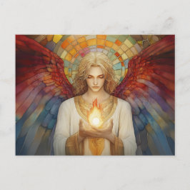 Postal Arcángel Uriel La Llama de Dios Mosaico Arcoíris