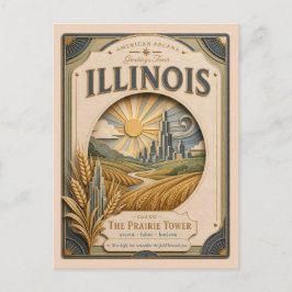 Postal Arcanos Americanos de Illinois en Papel Cortado Vi