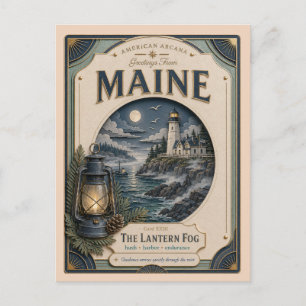 Postal Arcanos Americanos de Maine en Papel Cortado Vinta