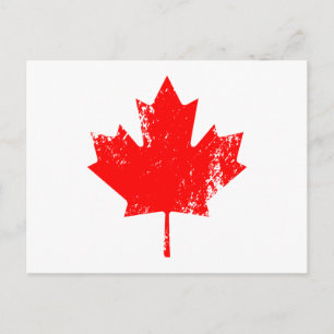 Postal Arce de la bandera de Canadá Grunge - Rojo distors
