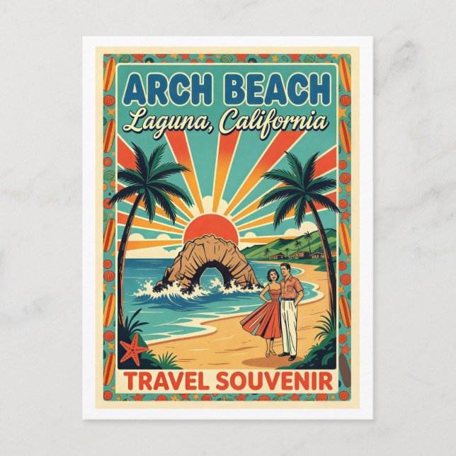Postal Arch Beach, Laguna CA Retro Travel (Anverso)