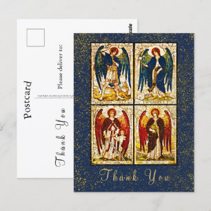 Postal Archangel Michael Gold Purpurina Navy Blue Gracias