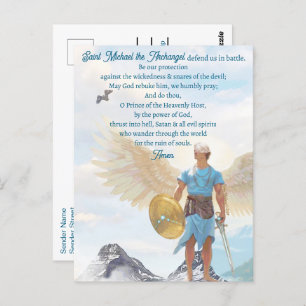 Postal Archangel Michael Protection Courage Blue Prayer