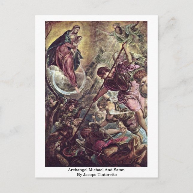 Postal Archangel Michael Y Satan De Jacopo Tintoretto (Anverso)