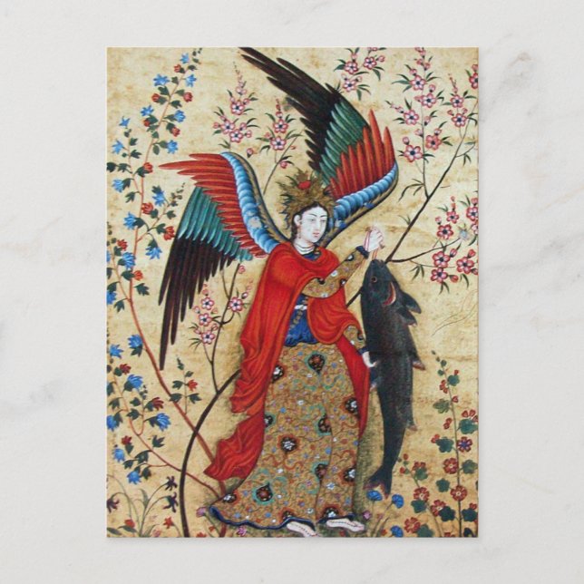 POSTAL ARCHANGEL RAPHAEL Y PARCHE DE PESCADO (Anverso)