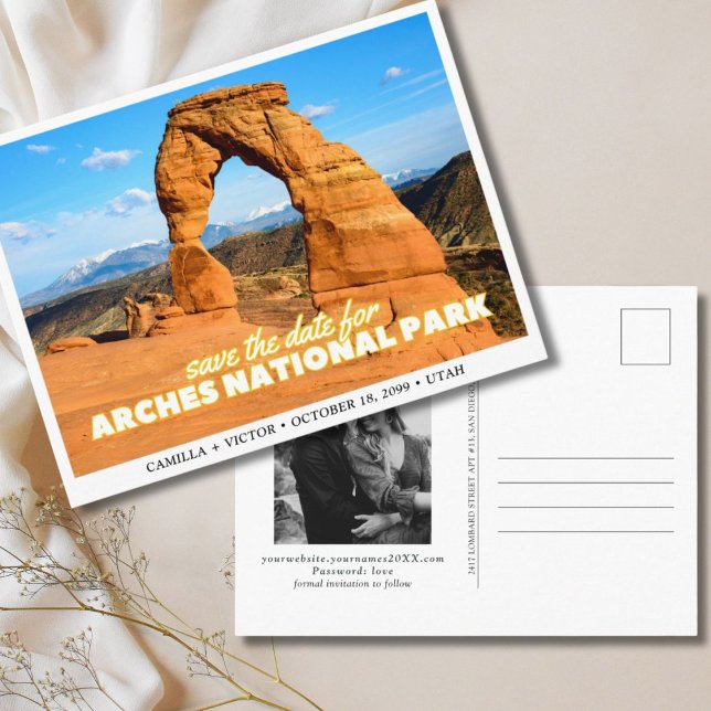 Postal Arches Parque Nacional Boda Salven la Fecha (Arches National Park Wedding Save the Date Postcard)